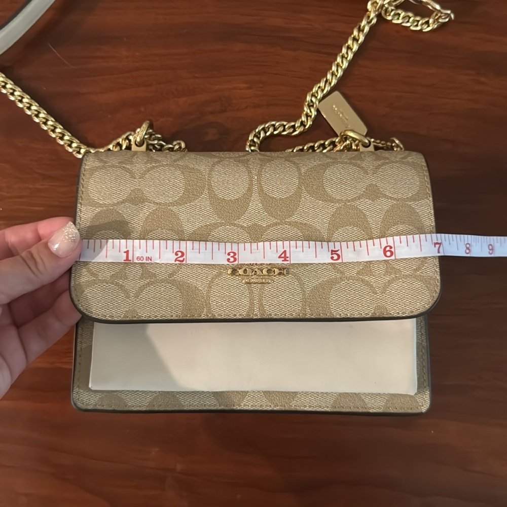 Klare Crossbody Coach Tan and Gold Women's Bag - Picture 10 of 11